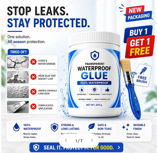 Transparent Waterproof Glue + Free Brush © ( BUY 1 GET 1 FREE )